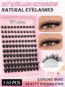 MAANGE 110pcs D-Curl Anime Style Thin False Eyelashes, 8-16mm Mixed Length, Fluff & Lengthening Individual Lashes, Suitable For Home Lash Extension - Black - View 5