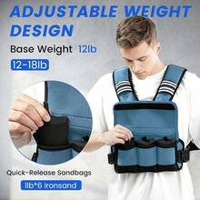 Chaleco con peso ajustable para mujer y hombre, 6-12 libras/12-8 libras/20-32 libras con 6 pesos de arena de hierro para entrenamiento de fuerza, rucking, correr, caminar, entrenamiento físico - Gris - Ver 11