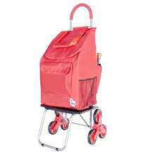 carrito organizadordbest Products Carrito de Compras Plegable para escaleras - Rojo - Ver 7