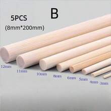 5pcs Round Wooden Bamboo Sticks, Handmade DIY Craft Materials, Woodworking Supplies - Wood Color - View 13