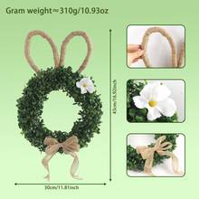 1 Stück/Osterhase Kranz, Eukalyptus grünes Blatt Hasenohren-förmiger Kranz, Leinen Schleife Heim Dekoration Anhänger, Tür Hänger & Wand Dekor Kranz Ornament - Hasen-Kreisblumenkranz - Übersicht 14