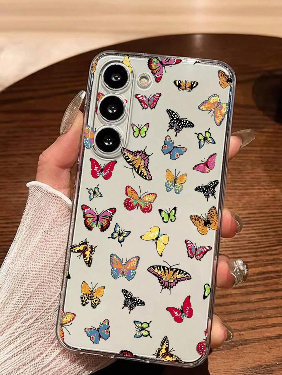 1pc Graceful Butterfly Soft Phone Case, Compatible With Huawei Honor, Redmi, MOTO, Galaxy A04e/12/A13/A14/A34/A50/A52/A53/A54/S21/S22/S23/S24/S25/S25Ultra/S25FE/S26/S26 PLUS/S26 ULTRA/S26 EDGE, 6A/7A/8A, 12T/13T/15T/15T Pro - Clear - View 1