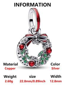 1pc Fashionable & Charming Valentine's Day Limited Edition Series Snowflake, Angel, Wreath, Bell Bead Pendant Versatile DIY Bracelet Necklace Gift For Lover - Multicolor - View 11