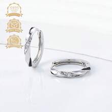 925纯银简约方晶锆石女士耳环 - 銀色 - 查看 6