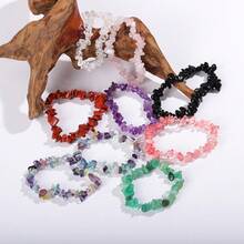1/5/10pcs Random Fashion Yoga Energy Semi-Precious Stone Bracelet, 8mm Natural Quartz Elastic Bracelet, Unisex Friendship Jewelry Gift - Multicolor - View 2