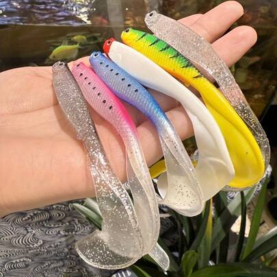 6条装大号12厘米/7克重型软饵 - 逼真彩色卷尾勺形蠕虫，适用于淡水和海水垂钓，户外垂钓，是鲈鱼、梭鱼、鳟鱼和海鲈的理想选择 - 漂浮/易于组装，淡水/海水钓具饵料，是垂钓爱好者的理想之选，耐用软饵，逼真重型软饵，是送给垂钓爱好者的最佳礼物