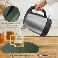 WAKOSAN Leather Placemats And Coasters Washable Round Place Mats For Kitchen Dining Table Set Of 4 Semicircle Green - Green - View 4