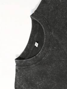 Men's Pattern Washed T-Shirt - Double Sided Printing, 100% Cotton, Short Sleeved, Summer Casual T-Shirt, Black With White Star Design, Loose Fit, Machine Washable, Daily T-Shirt | Loose Fit Shirt | 100% Cotton T-Shirt, Cotton T-Shirt - màu đen - Xem 5