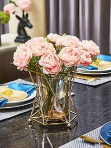 1个六边形金属花瓶架，现代风格装饰，圣诞装饰，婚礼餐桌中心摆件，优雅家居饰品，贴心的生日礼物 - 幾何花瓶 - 查看 3