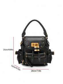 Niche Design Retro Versatile Lock Bag Rivet Backpack 2026 New High-End Commuter Handbag Backpack - Black - View 6