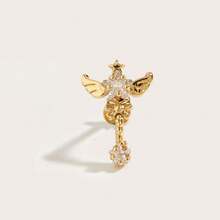 1pc Fashionable & Cute Star Rhinestone Stainless Steel Earrings, Suitable For Women's Daily Wear - Multicolor - View 6