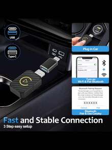 2-In-1 Wireless CarPlay Adapter, Mini Stable Smallest Wireless CarPlay Adapter, Bluetooth Connection, Plug And Play, No Latency, Compatible With IPhone And Android Auto - A - View 11