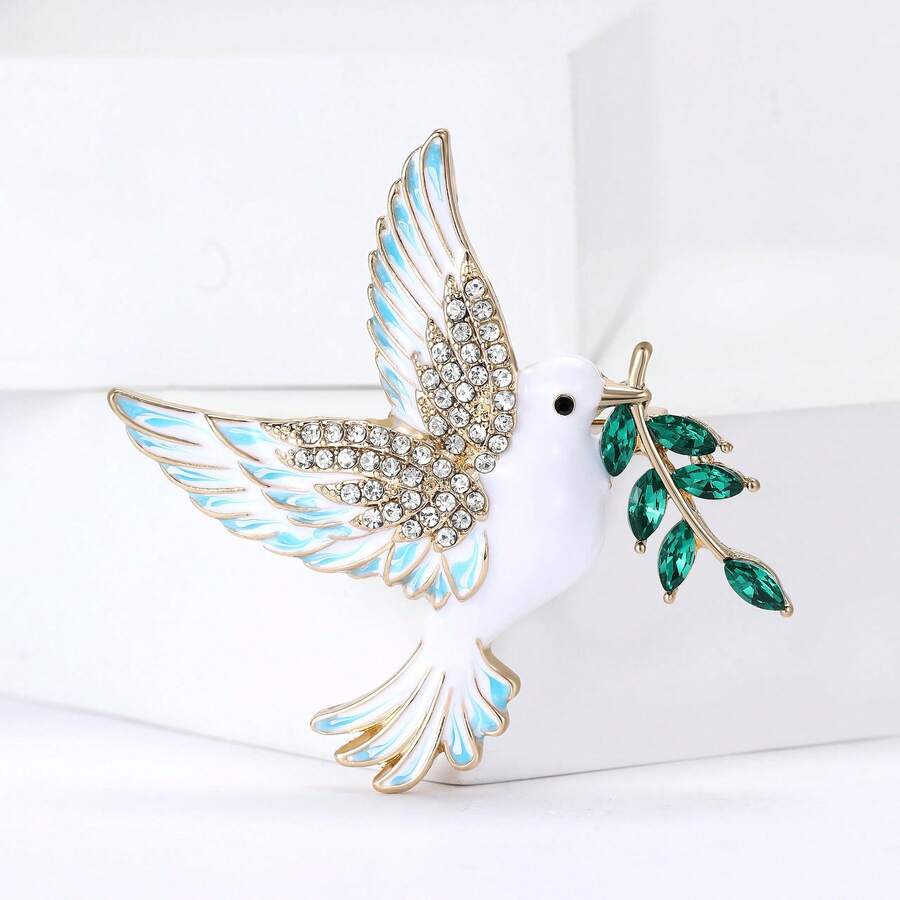 1pc Rhinestone Embellished Peace Sign Brooch, Women's Animal Brooch Pin, Suitable For Bags, Sweaters, Jackets, Hats, Shoes, Dresses, Suits - Of Peace (4775) - View 1