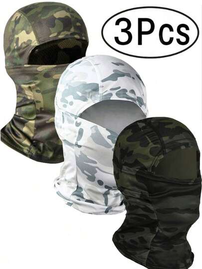 3pcs Breathable Full Face Mask, Unisex Ski Balaclava Mask, Lightweight UV Protection Face Cover For Hiking, Motorcycling, Snowboarding And Other Outdoor Activities