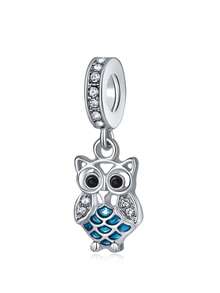 1pc Rhinestone Decor Owl Shaped Pendant - Multicolor - View 4