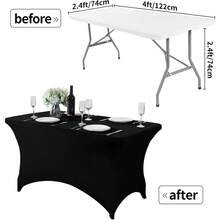 1 Piece Of 4/6/8 Inch Polyester Tablecloth, Rectangular, Fully Elastic Elastic Band, Soft Texture, Can Be Tightly Attached To The Desktop, Wrinkle Resistant And Washable, Elastic Open Back Table Skirt For Wedding, Banquet And Trade Show Decoration, - Multicolor - View 13