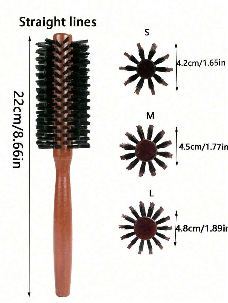1 pièce Fer à friser en nylon, brosse rouleau de coiffure de salon, brosse ronde pour la maison, brosse de coiffure pour femmes, double usage pour cheveux lisses et bouclés - Multicolore - Voir 9