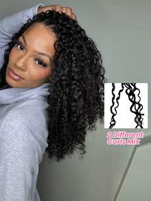 QVR QUEEN VIRGIN REMY QVR 1PC Burmese Curly Human Hair Bundles Natural Black Pixie Curl Human Hair Weave 10-20 Inch Burmese Spiral Curl Brazilian Hair Bundle With Double Strong Weft Soft Fluffy Bouncy Curly Wavy Hairpiece For Wigs Virgin Remy Human Hair - Natural Black - View 2
