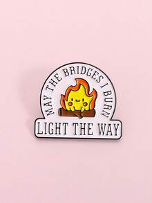 1Pc May The Bridges I Burn Light The Way Enamel Pins Campfire Brooches Lapel Badges Cute Cartoon Jewelry Gift For Friends - Multicolor - View 3