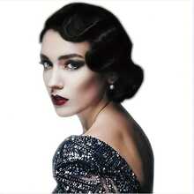 20 قطعة شعر باروكة موجة الأصبع، شعر اصطناعي مجعد للنساء لأزياء عقد 1920، حفلة هالوين، الاستخدام اليومي (أسود) - متعدد الألوان - مشاهدة 1