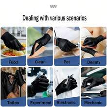 50/100pcs Disposable Black Household Nitrile Gloves, Waterproof, Waterproof, Super Elastic, Suitable For Car Repair, Beauty, Hairdressing, Tattooing, Barbecue, Food Preparation, Cleaning - One Size Fits All - View 5