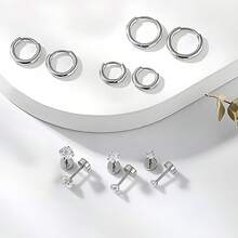 6 pares de juegos de pendientes de acero inoxidable para múltiples perforaciones, pendientes de aro pequeños y ligeros, pendientes de bola plana CZ para cartílago, hélice, lóbulo, accesorios hipoalergénicos para bikini de playa y vacaciones, accesorios para vestidos de novia, joyas versátiles perfectas para usar mientras nadas, te bañas, haces ejercicio, excelentes para regalos de San Valentín, cumpleaños, Día de la Madre y sorpresas de vacaciones. - Multicolor - Ver 3