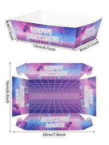 20pcs/40pcs/60pcs Gradient Purple Kpop Happy Birthday Paper Food Boats Disposable Singer Star Paper Food Tray Disposable Serving Tray Cardboard Hot Dog Holder For Burgers Fries Sandwiches Picnic Girl Party Supplies - Multicolor - View 2