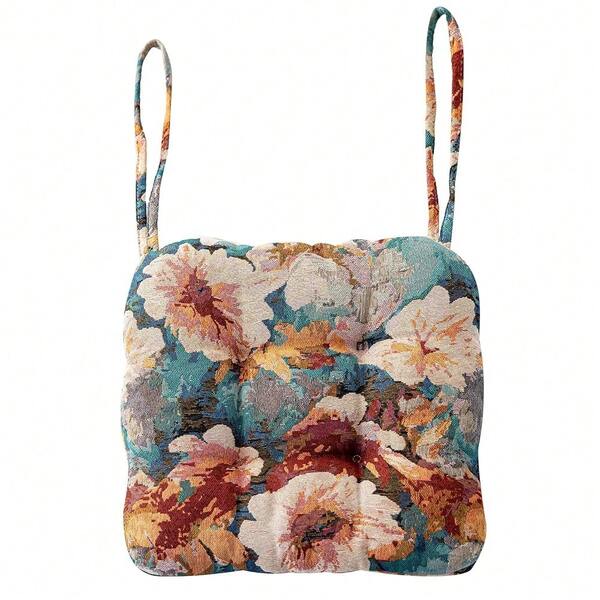 Farmhouse Floral Print Chair Cushions With Ties U-Shaped Soft Comfortable Chair Pads Non Slip Seat Cushions For Indoor Dining Room And Kitchen Chairs (Flower E,16\X16\)