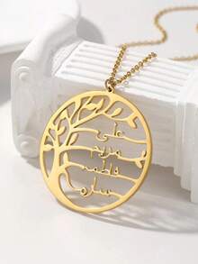 Tree Of Life Custom Name Necklace, 1-4 Names Engraved Pendant, Arabic Name Pendant Necklace,Custom Engraved Family Tree Pendant,Custom Gift For Mom, Grandma & Sister - Multicolor - View 5
