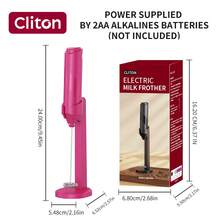 CLITON 電動牛奶起泡器 6色（黑色、白色、藍色、綠色、粉色、紅色），3款選擇：單件、塑膠、不鏽鋼，簡約設計，AA電池供電（不含電池），靜音便攜攪拌器，適用咖啡、廚房，聖誕節與婚禮禮物 - 彩色 - 查看 29
