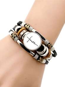 十字架信仰朋克情侣皮绳手链，热销跨境产品 - 黑與白 - 查看 13