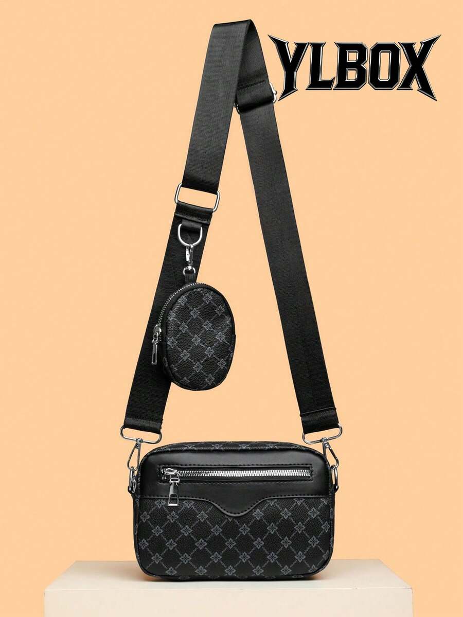 Set de 2 monederos con correa bordada para llavero mini de hombre - Azul Marino - Ver 1