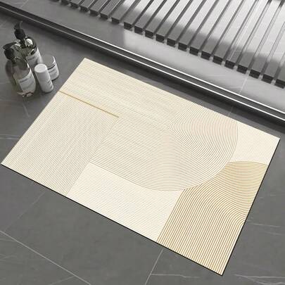 1pc Silica Gel Bathroom Mat, Rectangular Pattern Non-Slip Carpet For Bedroom Doorway, Indoor Floor Carpet Suitable For Bathroom