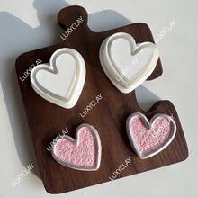 Mirrored Heart-Shaped Polymer Clay Cutters Set Valentine'S Day Themed DIY Jewelry Pendant Crafting Tools Kit - Heart - View 3