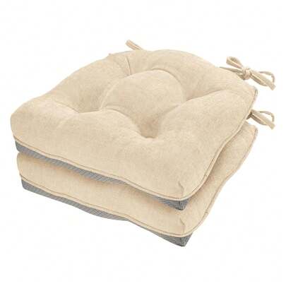 Chair Cushions For Dining Chairs, 17\ X 17\ Non-Slip Kitchen Chair Pads With Adjustable Ties, Indoor Chair Cushions For Dining Room, Ivory (Pack Of 2)