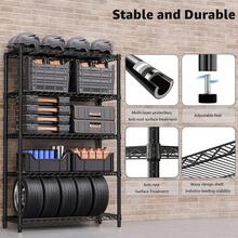 M MZG 2000 Lbs Heavy Duty Adjustable Metal Shelving Unit, 5-Tier Black Storage Shelf Multi-Use For Garage, Pantry, Kitchen, Warehouse, Basement, Closet – 17.7" D X 47.2" W  X 72" H - Kệ 5 tầng màu đen, kích thước 17.7" D x 47.2" W x 72" H - Xem 6