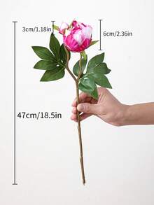 1/5支装 19英寸仿真牡丹花束，逼真牡丹，仿真花，适合家居装饰、情人节礼物、母亲节礼物、婚礼中心装饰、派对装饰、婚礼捧花、办公室装饰、卧室和客厅装饰 - 紫紅色 - 查看 10