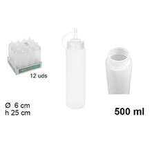 OISE ART STORE Set 12pz Bottiglie Dosatore Plastica Beccuccio Per Salse Condimenti 500ml 102785 - - Multicolore - Visualizzare 2