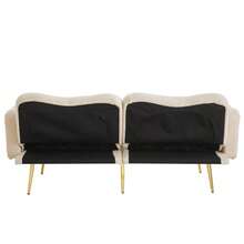 [Sleeping Function] 2-Seater Sofa Bed - Modern 2-Seater Sofa With Adjustable Backrest And Gold Metal Legs, Integrated Bed Function. Multifunctional 2-In-1 Furniture. - Beige - View 11