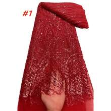 Premium African Sequin Embroidered Lace Fabric, High Quality Nigerian Wedding Bride Embroidered French Net Lace Fabric For Sewing - A - View 3