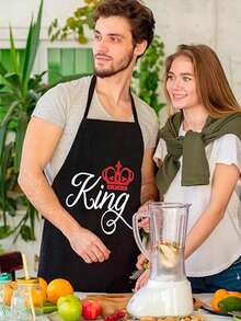 2pcs/Set Couple Aprons, Valentine's Day Gift Aprons, 100% Polyester Kitchen Aprons, Funny Aprons, Valentine's Day Cooking Aprons, Unisex Aprons, Romantic Kitchen Gift, Waterproof Cute Present - Multicolor - View 4