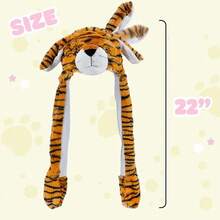 Adorable Tiger Plush Hat With Movable Ears – Warm Fleece Unisex Cap, Must-Have Winter Parent-Child Headwear, Perfect For Christmas Cosplay, Family Parties, Gatherings & Birthday Gifts - 老虎 - 查看 2