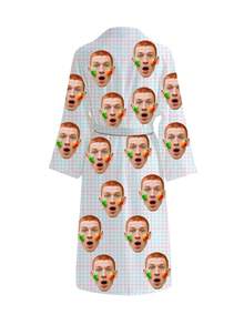 Customized Women's Robe, Can Print Funny Face Photos, Couple Avatars, Machine Washable All-Season Sleepwear And Bathrobe, Matching Couple Set, Personalized Long Sleeve Long Robe, Ideal Gift For Family, Friends On Anniversary, Unique Anniversary, Birthday, Valentine's Day - Baby Blue - View 8