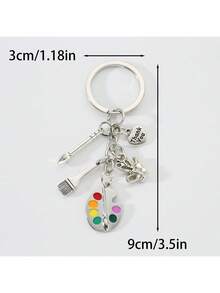 1개 여성 새로운 미술 학생 기념품 보석 세트, 레터 모양의 드로잉 보드, 컬러 팔레트, 페인트 브러시, 하트 모양의 펜 홀더 포함, 졸업 시즌, 스승의 날, 추수 감사절 키체인, 친구에게 배낭 선물 및 기념 선물로 적합합니다. 자동차 액세서리 가방 참 학교 귀여운 고스 Y2k 가방 액세서리 끈 (ID 홀더 포함) 자동차 액세서리 가방 참 - 실버 - 보기 5