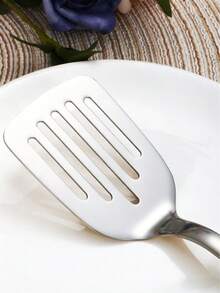 1/2pcs Stainless Steel Slotted Spatula, Suitable For Kitchen, Restaurant, Camping - Silver - View 3