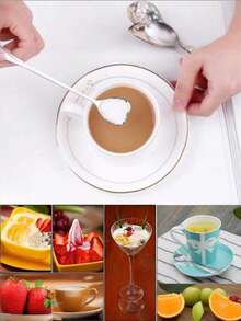 Colher de chá em formato de flor, em aço inoxidável, ideal para sorvete, café e chá. Perfeita para refeições, sobremesas, chá da tarde, sorvetes, café, doces, frutas, iogurte, geleia, temperos, saladas, para uso doméstico, na cozinha e em jantares. Ótima opção para presentes de Dia dos Namorados e decoração de mesas em datas comemorativas. - Prata - Ver 7