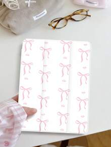 1个浅粉色蝴蝶结图案扁平保护套，兼容iPad 10.2英寸（2021/2020款）、iPad第10/9/8代、iPad（A16）11英寸（第11代，2025款）、三星Galaxy Tab A8 10.5英寸（2022款）/平板电脑保护套，带笔槽，支持自动休眠/唤醒功能。 - 彩色 - 查看 2