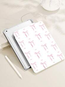 1个浅粉色蝴蝶结图案扁平保护套，兼容iPad 10.2英寸（2021/2020款）、iPad第10/9/8代、iPad（A16）11英寸（第11代，2025款）、三星Galaxy Tab A8 10.5英寸（2022款）/平板电脑保护套，带笔槽，支持自动休眠/唤醒功能。 - 彩色 - 查看 4