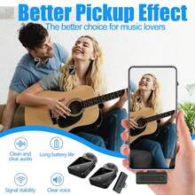 无线领夹式麦克风，兼容和Type-C接口，2.4G超低延迟，一键降噪，音量控制，便携式迷你电容录音麦克风，多种音频模式，适用于播客、音频/视频录制、会议、Vlog、采访、教学、游戏（300mAh可充电电池） - 黑色 - 查看 11