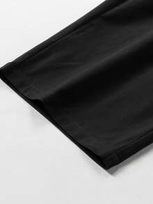 Men's Casual Sports Solid Color Drawstring Capri Pants, Streetwear Daily - Black - View 5